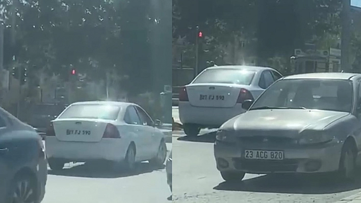 Elazığ'da ters yöne giren araç trafiği tehlikeye attı