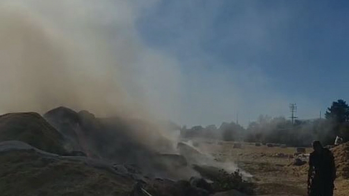 Elazığ'da tonlarca saman balyası kül oldu