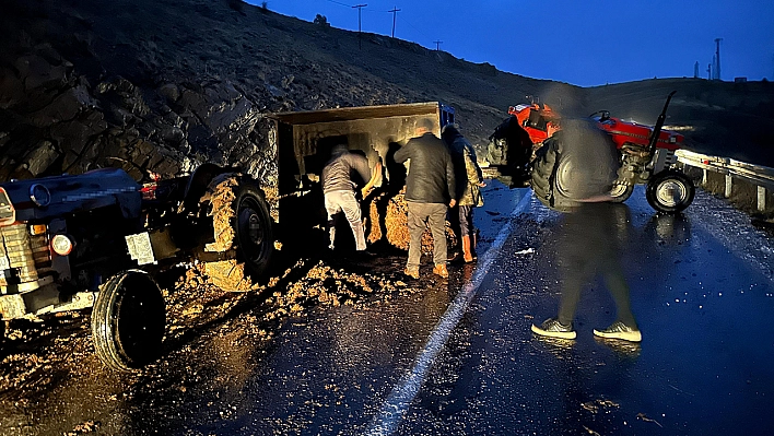 Elazığ'da traktör devrildi