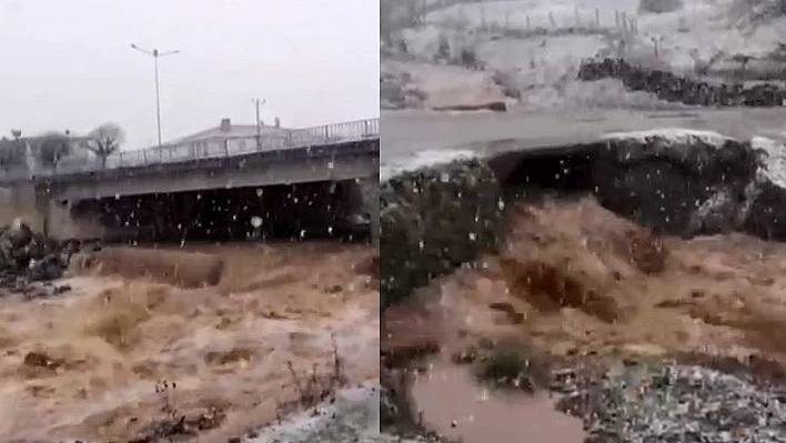 Elazığ'da Yağış Sonrası  Dereler Taştı Yol Çöktü