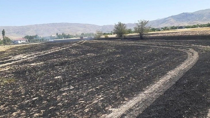 Elazığ'da yangın,arpa ekili arazi kül oldu