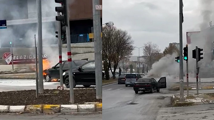 Elazığ'da yine bir otomobil alev topuna döndü