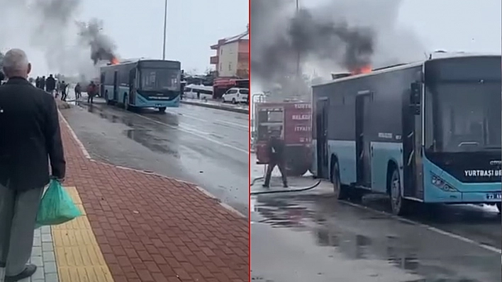 Elazığ'da yolcu otobüsü alev aldı