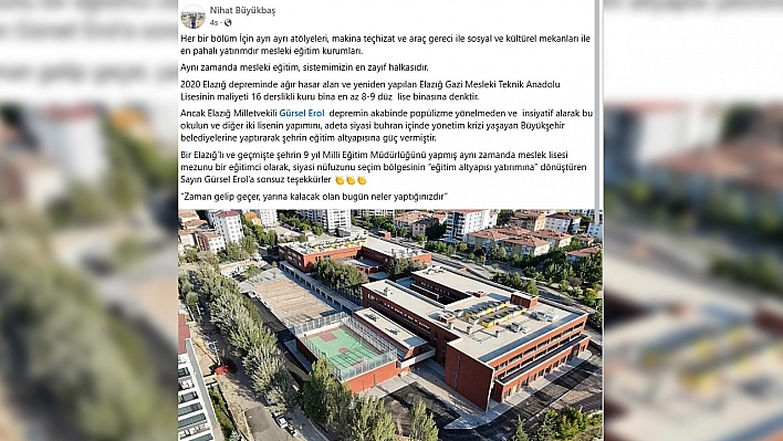 Elazığ milli eğitim eski müdüründen Gürsel Erol'a teşekkür