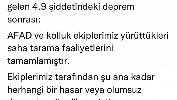 Elazığ Valisi Toraman, 'Saha tarama faaliyetlerini tamamlamıştır'