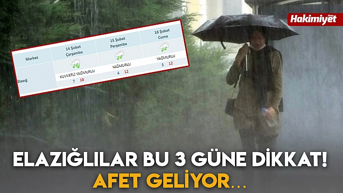 Elazığlılar Bu 3 Güne Dikkat! Afet Geliyor…