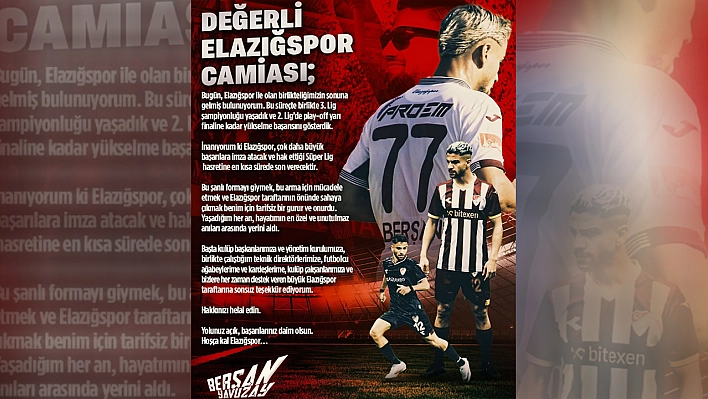 Elazığspor'a veda: şampiyonluk yaşayan futbolcudan duygusal mesaj