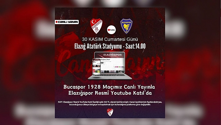 Elazığspor-Bucaspor 1928 maçı canlı yayınlanacak