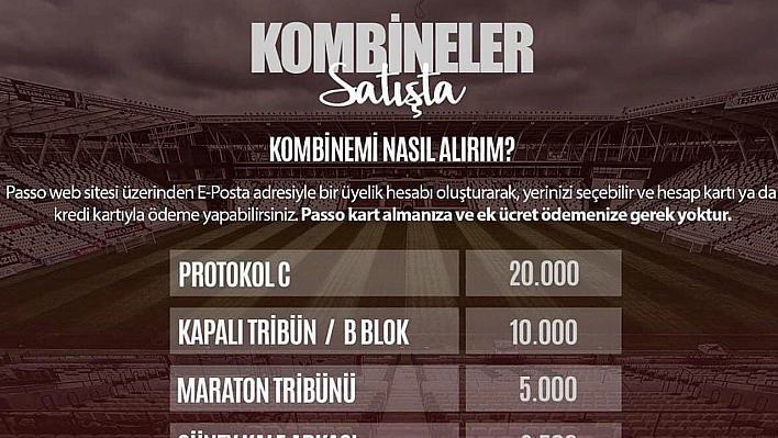 Elazığspor'da Kombine Biletler Satışa Çıktı