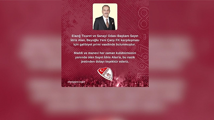 Elazığspor'dan Başkan İdris Alan'a teşekkür