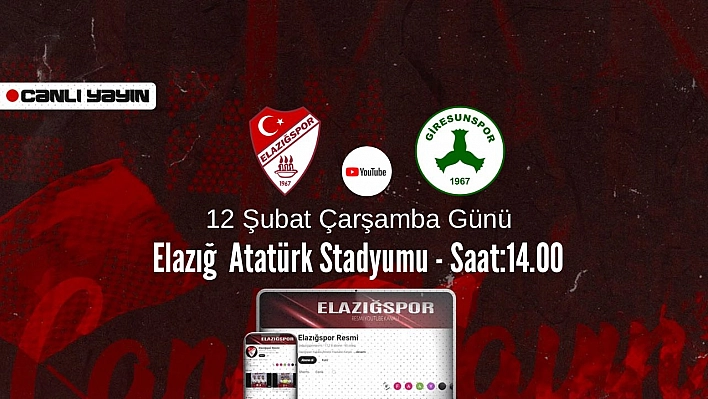 Elazığspor - Giresunspor maçı youtube'da canlı yayınlanacak!