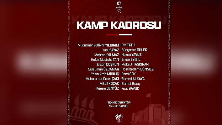 Elazığspor kamp kadrosunu duyurdu