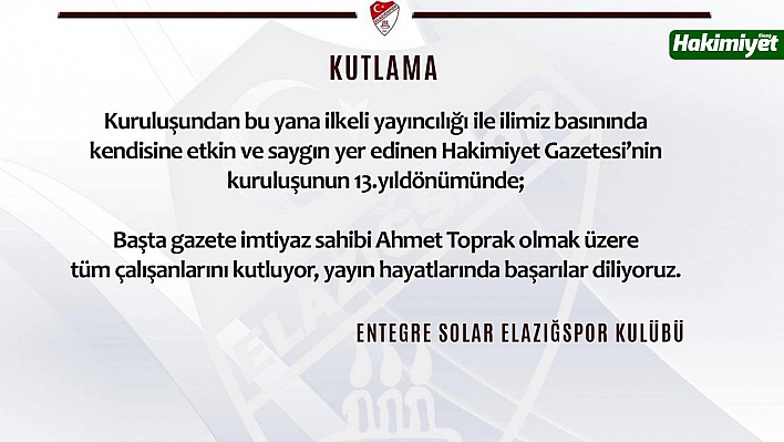 ES Elazığspor'dan Hakimiyet'e kutlama