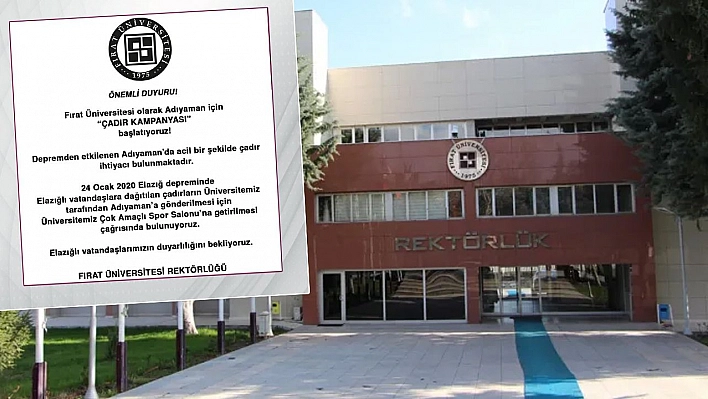 Fırat Üniversitesi Acil Çadır Kampanyası Başlattı