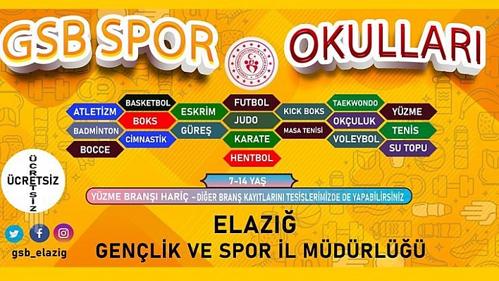 GSB Spor Okulları kayıtları başladı