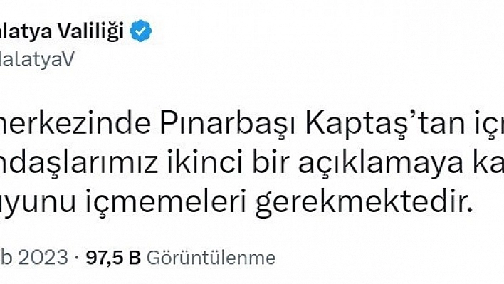 Malatya'da içme suyu uyarısı