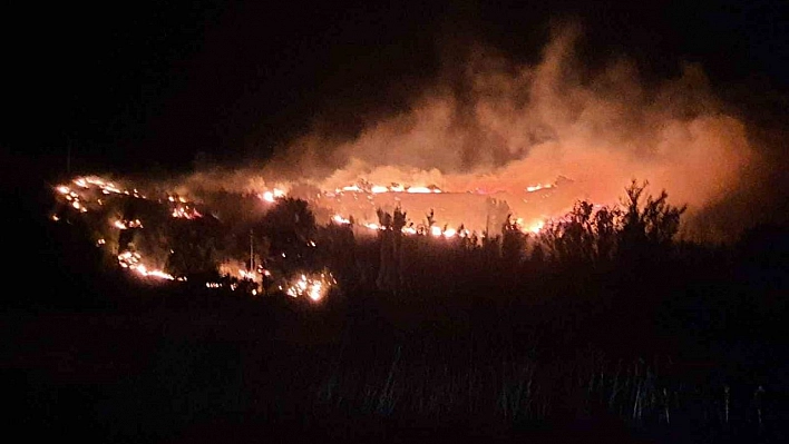 Malatya'da meyve bahçelerinin bulunduğu dağlık alanda yangın