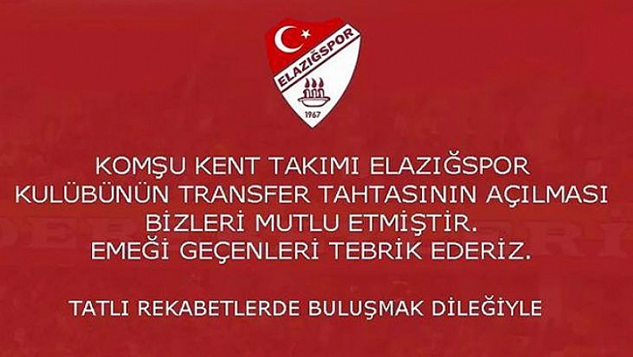 Malatyaspor taraftarlarından Elazığspor'a