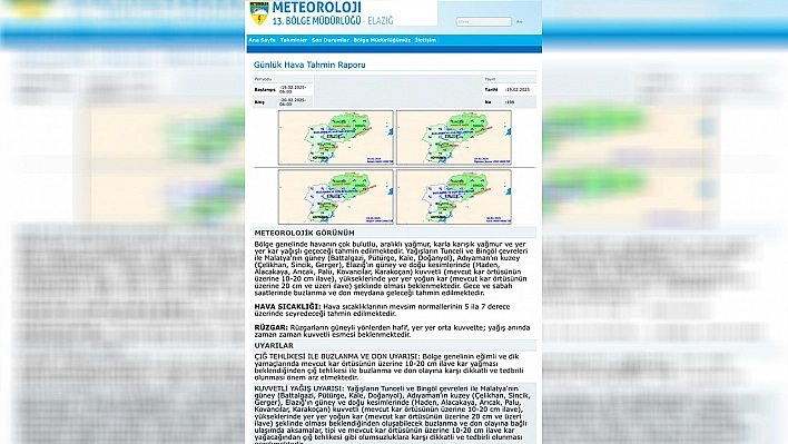 Meteoroloji Elazığ dahil 5 il için alarm verdi