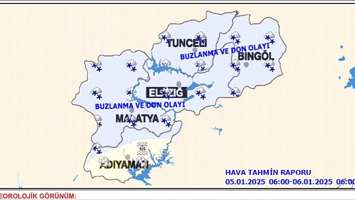 Meteorolojiden Elazığ'a buzlanma ve çığ uyarısı