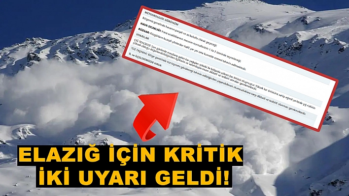 Resmen açıklandı: Elazığ için iki ayrı uyarı geldi! Bunlara dikkat