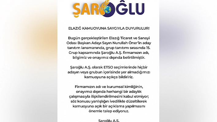 Şaroğlu A.Ş.'den liste tepkisi