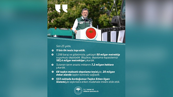 Tarım Orman Bakanlığı: Yaklaşık 50 Milyar Metreküp su depoladık