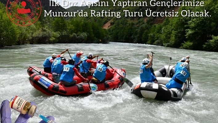 Tunceli'de aşı yaptıran gençlere ücretsiz rafting turu