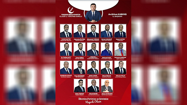Yeniden Refah Partisi Elazığ İl Yürütme Kurulu Açıklandı
