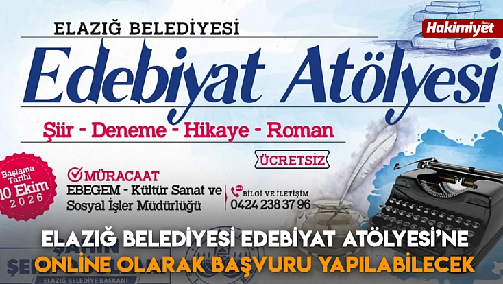 Elazığ Belediyesi Edebiyat Atölyesi’ne online olarak başvuru yapılabilecek
