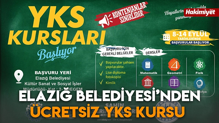 Elazığ Belediyesi’nden ücretsiz YKS kursu