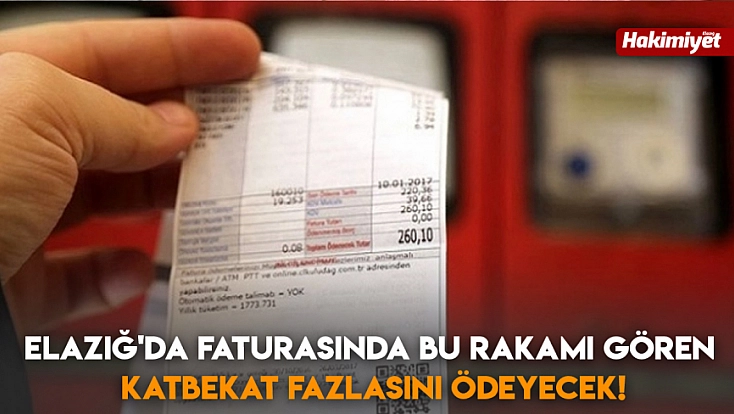 Elazığ'da Faturasında bu rakamı gören katbekat fazlasını ödeyecek!