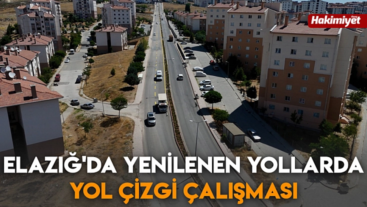 Elazığ'da yenilenen yollarda yol çizgi çalışması