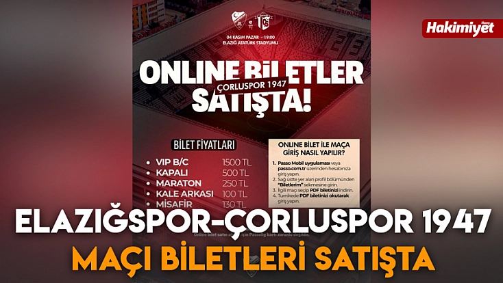 Elazığspor-Çorluspor 1947 maçı biletleri satışta