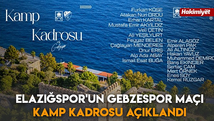Elazığspor'un Gebzespor Maçı Kamp Kadrosu açıklandı