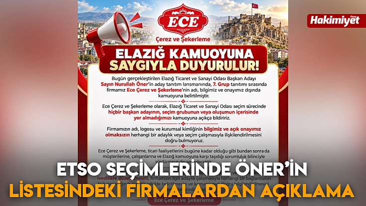 ETSO seçimlerinde Öner’in listesindeki firmalardan açıklama