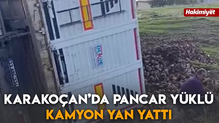 Karakoçan’da pancar yüklü kamyon yan yattı