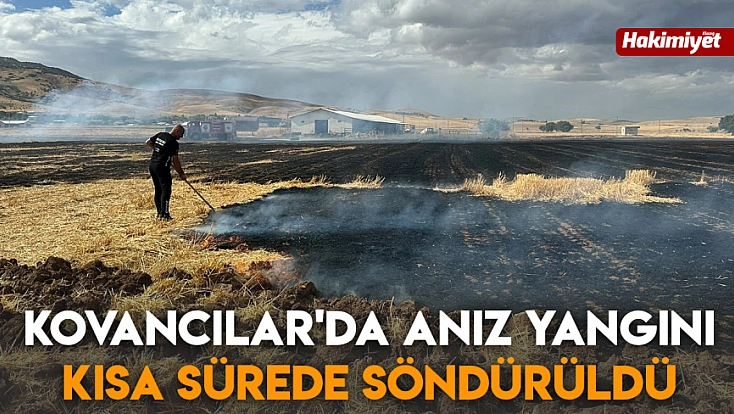 Kovancılar'da anız yangını kısa sürede söndürüldü