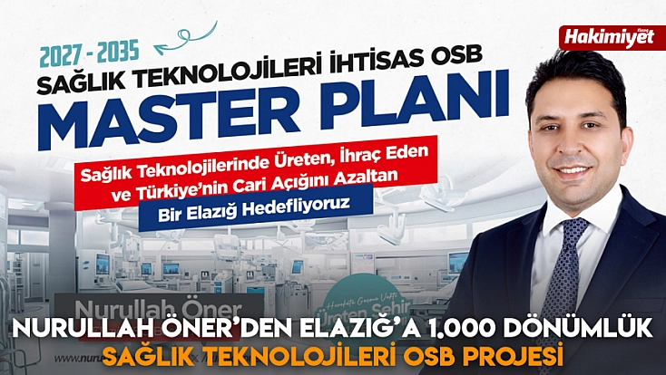 Nurullah Öner’den Elazığ’a 1.000 dönümlük sağlık teknolojileri OSB projesi