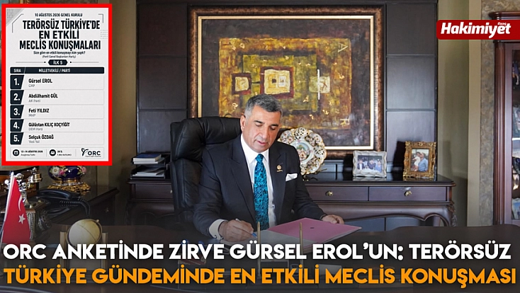 ORC anketinde zirve Gürsel Erol’un: Terörsüz Türkiye gündeminde en etkili Meclis konuşması