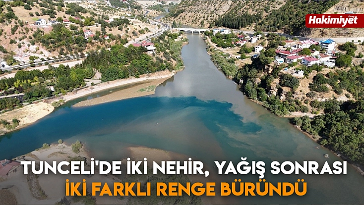 Tunceli'de iki nehir, yağış sonrası iki farklı renge büründü
