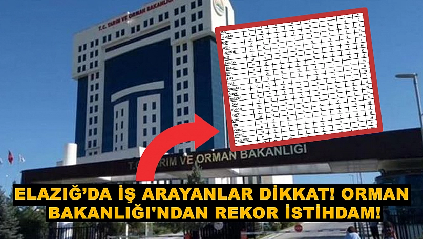 Elazığ'da 39 işçi alımı yapılacak! Tarım ve Orman Bakanlığı duyurdu