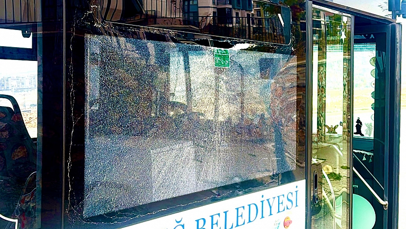 Elazığ'da 65 yaşındaki yolcu, otobüsün camını bastonuyla kırdı