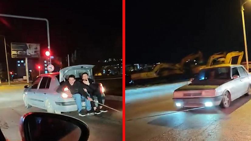 Elazığ'da pes dedirten görüntü: TOFAŞ'ı bagajdan iple çektiler