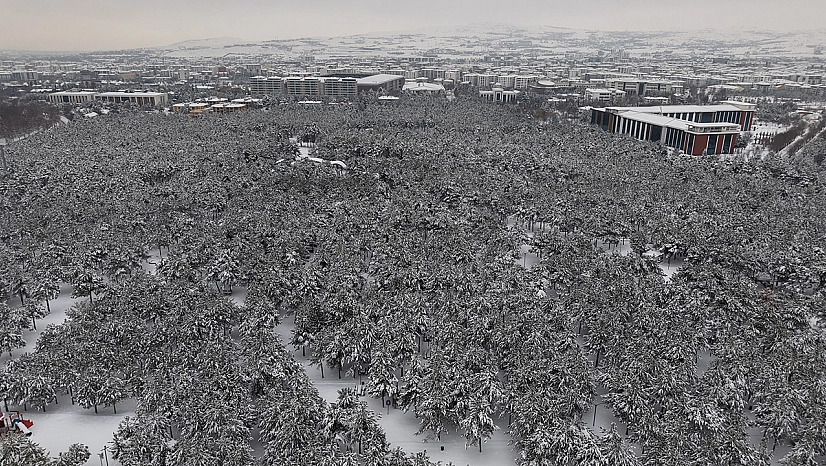 Elazığ'da şehir merkezinde kış manzarası