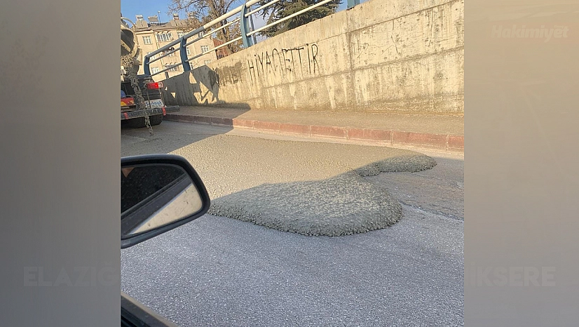 Elazığ'da yola beton döken miksere 668 bin lira ceza kesildi