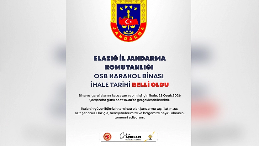 Elazığ İl Jandarma Komutanlığı OSB Karakol Binası ihaleye çıkıyor