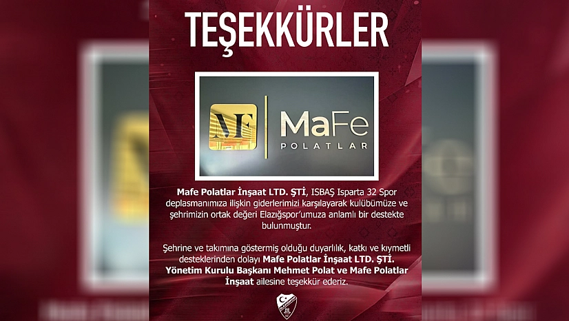 Mafe Polatlar İnşaat'tan Elazığspor'a Anlamlı Destek