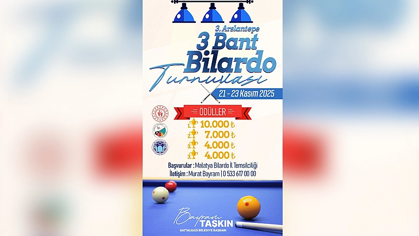 Malatya'da Arslantepe 3 bant bilardo turnuvası için kayıtlar başladı