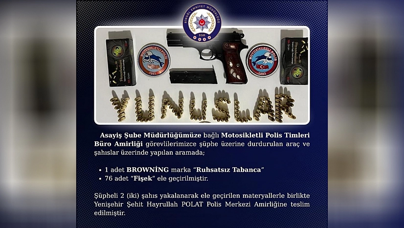 Ruhsatsız tabancaya el konuldu